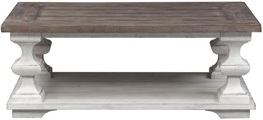 BOWERY HILL Contemporary Rubberwood 3-Piece Coffee Table Set, Kona Brown Finish, Heavy Planked Tops, Square Turned Legs, Bottom Shelves, Traditional Style Living Room Table Set with Storage