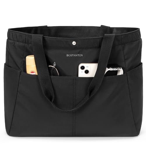 BOSTANTEN Travel Tote Bag for Women Foldable Work Tote Bag Compartment Baech Bag Nylon Waterproof Gym Shopping With Zipper