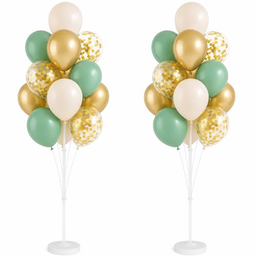 Sage Green Gold Balloon Column Stand Kit with Base Pole,for Party Decor