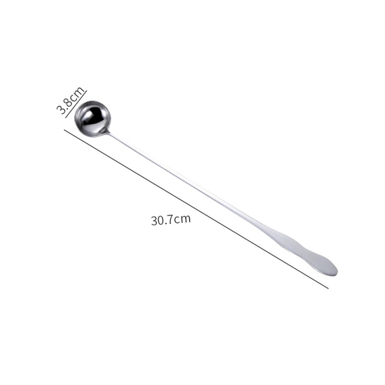 COLLBATH 6pcs Set Long Gourd Handle Stainless Steel Stirring Spoons Heat Resistant Ice Scoops for Bar Kitchen