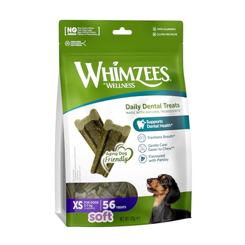 WHIMZEES Stix Soft XS, 56 Pezzi – Taglia XS, Snack per Cani Anziani di Taglia Molto Piccola, Naturali & Senza Cereali, Vegetariane, Senza Zuccheri Aggiunti