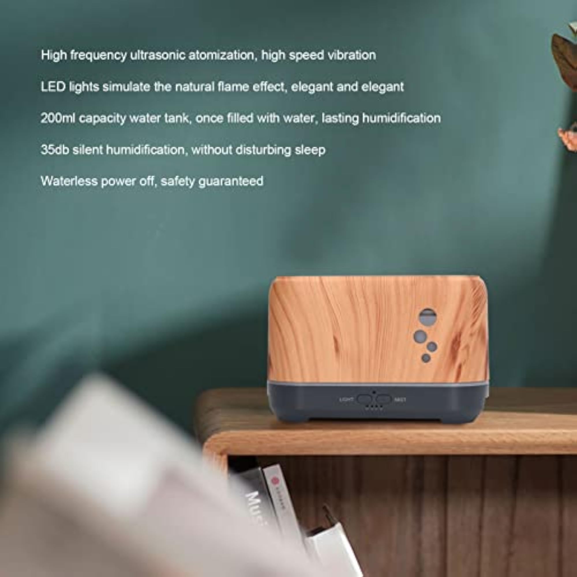 Essential Diffuser, Waterless Power Off Noiseless Desktop Humidifier 200ml