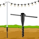 BsBsBest String Light Pole 11.5 FT Heavy Duty Adjustable 38 MM Poles for Outdoor Decor with Metal Anchor Light Poles Stand for Outside Patio, Backyard, Party, Garden, Wedding, White