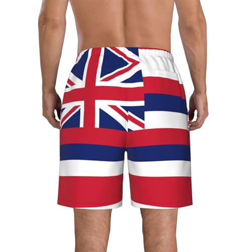 WURTON Hawaii Flag Print Mens Swim Trunks Quick Dry Bathing Suits Summer Holiday Beach Board Shorts Pockets3