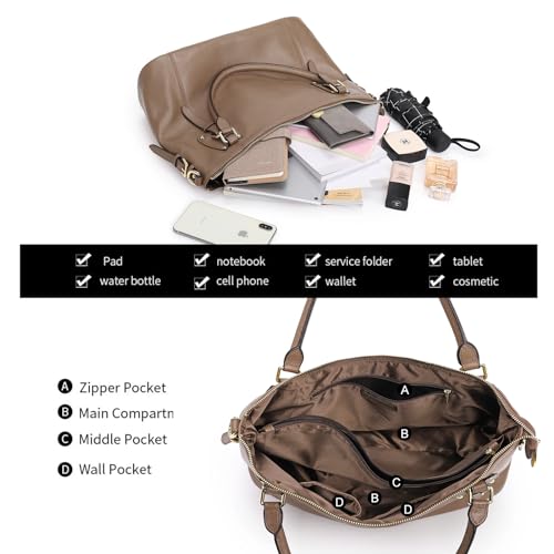 Kattee Leather Handbags Tote Shoulder Bag for Woman Satchel Designer Purse Top Handles Crossbody Bag Large Capacity4