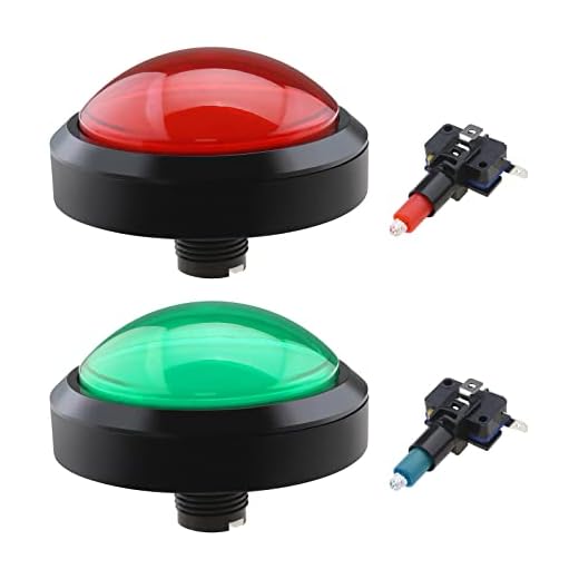 eMagTech 2PCS 100mm Big Dome 12V LED Illuminato Pulsanti con Micro Interruttore per Arcade Machine Video Games Parts (Rosso e Verde)