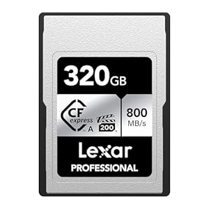 Lexar Professional CFexpress Type A カード SILVER シリーズ 高耐久pSLC 最大読込 800MB/s 最大書き 700MB/s VPG200 ビデオ ゴージャス Sony Alpha 国内正規品 メーカー10年保証 (320GB)