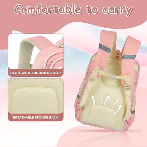 Image of Storite School Bag for Kids Girls 20L | Cute Waterproof Backpack with Chest Strap | Large Capacity Backpack with 180 Wide Opening|Bottle Pocket & Organizer