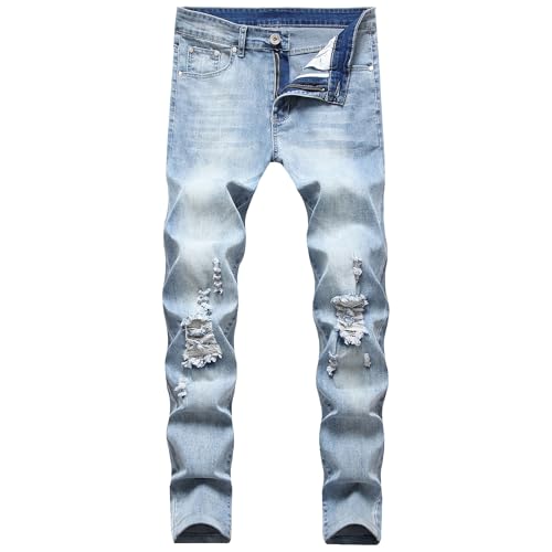 Jeans de moto stretch coupe slim fit motard bleu clair 115 taille 52 denim décontracté