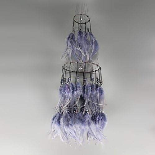 5.9×31.5inch Purplish Grey Dream Catcher Handmade Circular Net with Feathers Wall Hanging Kitchen Decoration Decor Ornament Craft