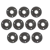 Bohaner Rohrflansch Schwarz Flansch 10 Stück 3/4\ mit 3 Löchern BSP Metallgewinde Flansch Rohrhalterung Temperguss für Industrierohre, Möbel, Bar, Restaurant, Hotel und DIY Handwerk Deko