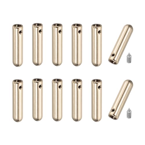 PATIKIL 12 st skosnöre spetsar med skruv, legering 25 mm cylindriska aglets skor spetssnören ändspets lock ersättning, guldton, 25mm