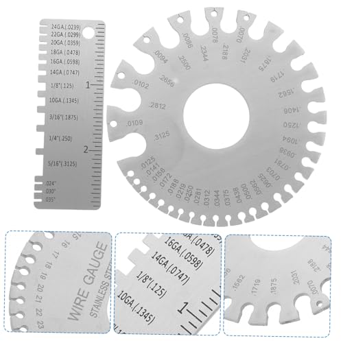 Solustre 2 piezas Calibrador de Espesor de Acero Inoxidable para Medir Grosor de Láminas Medidor de Alambre Doble Cara para Soldadura de Precisión e Inspección en Manufactura y Construcción miniatura 7