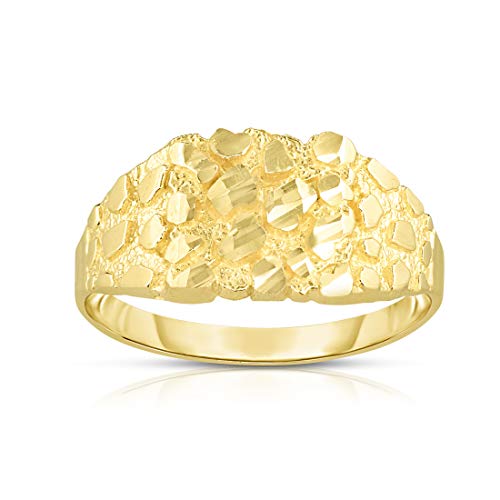 Floreo 10k Yellow Gold 10.8mm Square Nugget Ring Size 11.50