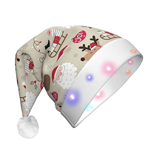 Funindiy Santa Reindeer And Gifts Christmas Hat With Led Lights Funny Plush Santa Hat Xmas Holiday Hat For Unisex Adults New Year Festive Party #TOP25