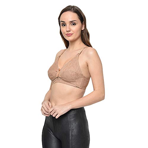 Image of Da Intimo Women's Synthetic Non-Wired Bra (DI-1272 BROWN-C20-34C Brown 34)
