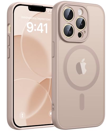 Image of FNTCASE for iPhone 13 Pro Max Case: [Compatible with Magsafe] Translucent Matte Magnetic Phone Cover - Military Grade Drop Protection Shockproof Protective Cases - Desert Gold