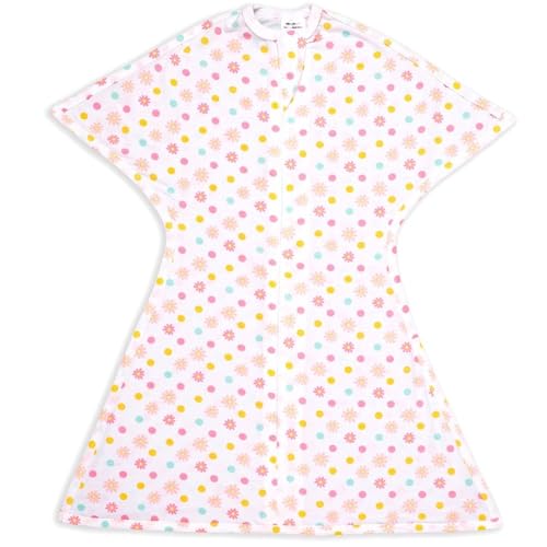Image of SleepingBaby Zipadee-Zip Transition Swaddle - Roomy Baby Swaddle Blanket with Zipper Convenience - Spots & Flowers, XS (3-6 Months)
