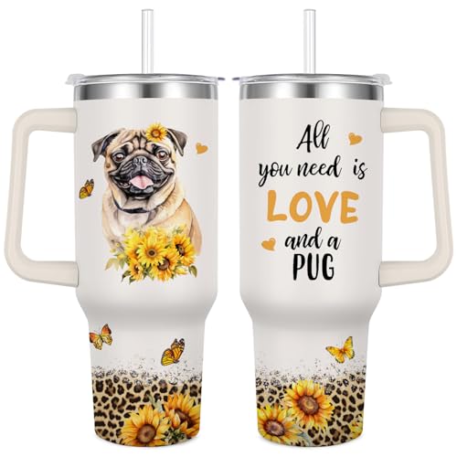 Image of Pug Tumbler for Womens,Vacuum Insulated Travel Cup 40oz