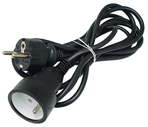 Cable alargador en ángulo de 1,5m negro toma acodada Perel 176595 4 uds 2