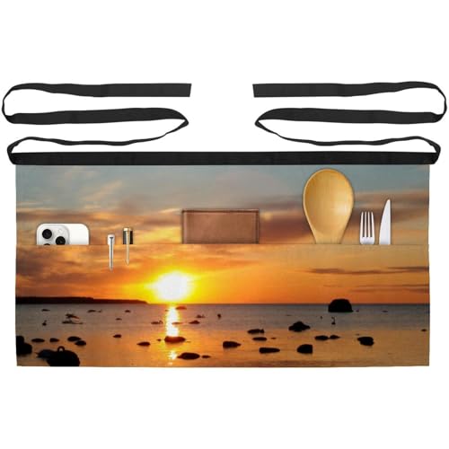 Tabliers courts lot de 3 avec 3 poches pour cuisine, bistrot et service multicolore