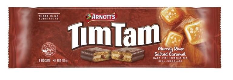 Tim Tam Biscuit Salted Caramel Murray River 175gm, 9 Biscuit (Product of Australia) Fresh Date