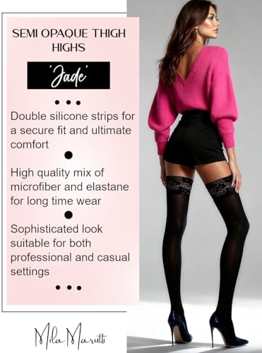 Mila Marutti Opaque Thigh High Stockings - Elegant Thigh High Tights for Women3