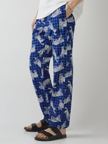 Image of Bewakoof Men's All Over Printed Regular Fit Poplin Cotton Pyjamas