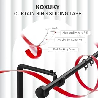 Koxuky 29ft Curtain Ring Glide Tape, Clear Curtain Rod Smooth Curtain Tape Curtain Spacers, Smooth and Silent Curtain Rod Glide Tape for Curtain Rings Drapery Ring Slide Tape, CGTC221
