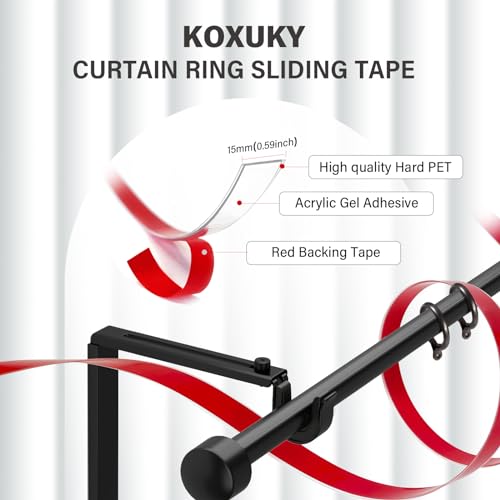 Koxuky 29ft Curtain Ring Glide Tape, Clear Curtain Rod Smooth Curtain Tape Curtain Spacers, Smooth and Silent Curtain Rod Glide Tape for Curtain Rings Drapery Ring Slide Tape, CGTC221