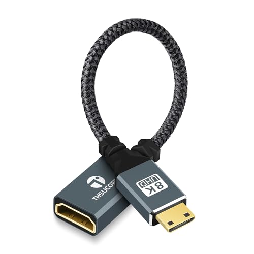 Thsucords Mini HDMI to HDMI�ϊ��A�_�v�^ 0.2M Mini HDMI(�I�X)-HDMI(���X)�ϊ��P�[�u�������P�[�u�� HDTV �v���W�F�N�^�[�O���t�B�b�N�J�[�h�^�u���b�g������8K�����4K�𑜓x���T�|�[�g