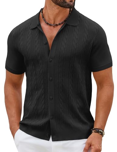 Chemise pour homme manches courtes été vintage Coofandy décontractée