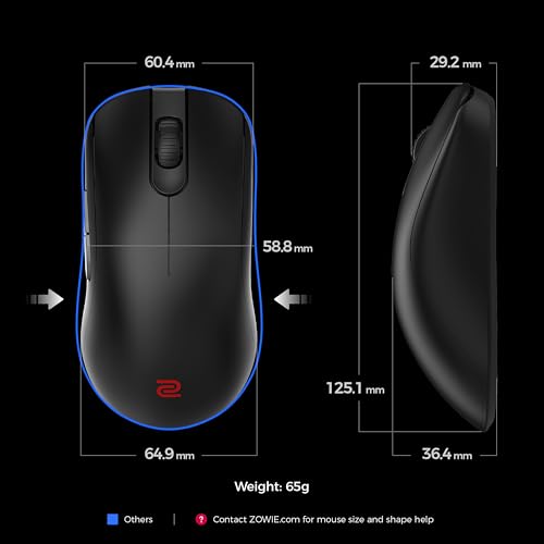 Image of BenQ Zowie FK2-DW Wireless Symmetrical Gaming Mouse for Esports (Medium)|65g Lightweight|4000Hz Polling Rate with Enchanced Receiver| Driverless Plug & Play - 7 Buttons |PAW 3950 Sensor |Extra Skates