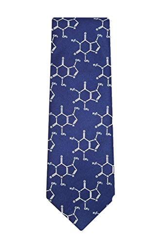 Wild Ties Caffeine Molecule Navy Blue Microfiber Tie
