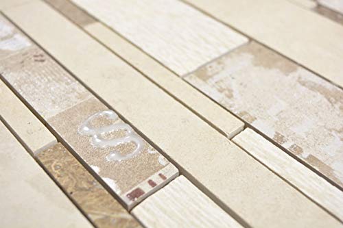 Compuesto de mármol/cerámica mezcla beige/color 3F Mosaik azulejos pared azulejos cocina baño MOS180-B03STB_f