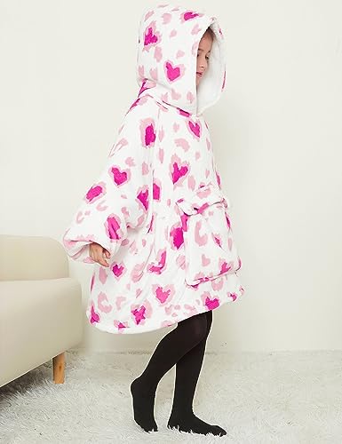 Image of KFUBUO Wearable Blanket Hoodie for Kids Sherpa Patterns Oversized Sweatshirt Blanket With Pocket 6-10 Year Old Girl Boy Gifts for Kids