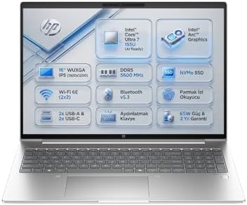 HP ProBook 460 G11 Intel Core Ultra 7-155U 32GB 1TB SSD 16″ WUXGA Windows 11 Pro Laptop, Notebook B2PH5ES 011 - Görsel 2