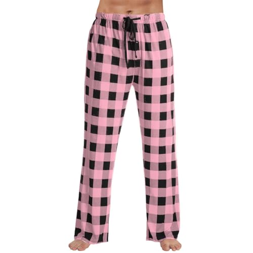 GOFULY Plaid Pajama Pants Men Wide Warm Sleep & Lounge Pj Elastic Waist Drawstring Pants Baggy Sleepwear With Pockets4