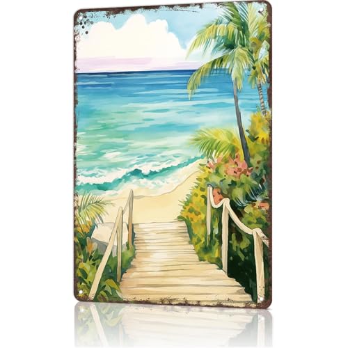 FANPOK Funny Vintage Metal Sign Key West Watercolor Print Poster