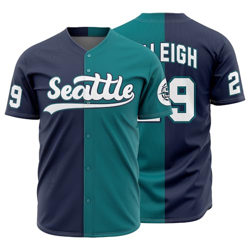 CUEJDSA Mens #29 City Baseball Jersey Stitched Baseball Sports Shirts for Fans (Blue Green Size 2XL)