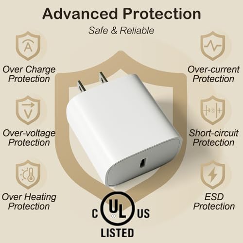 USB C Fast Charger for Airpods 4 Gen,AirPods Pro 2nd/3rd Gen,AirPods Max 2024,iPhone 15 16 17,iPad, iPad Pro - 6.6ft USB-C Cord, 20W PD Power Adapter by Defydayer - Image 3