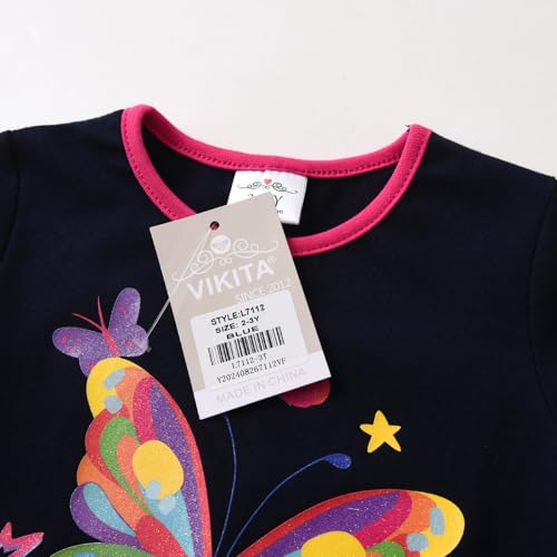 VIKITA Girls Long Sleeve Tees Layered Tulle Cotton Crewneck Sweatshirt Happy Horse Embroidery for Little Kids Fall Winter2