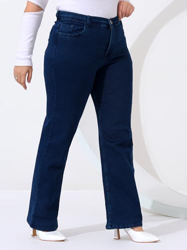 Image of Nifty Women's High Rise Denim Stretchable Straight Fit Plus Size Jeans