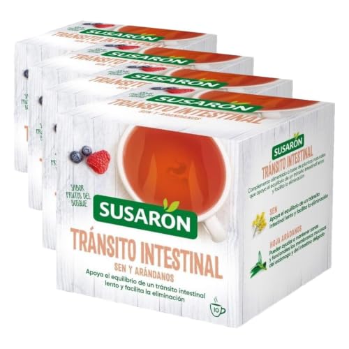 Susarón | Infusión Tránsito Intestinal Sen y Arándanos | Sabor Frutos del Bosque | Caja 10 bolsitas (Paquete de 4)