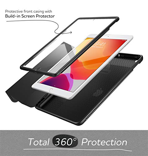 Suritch For Ipad 9Th/8Th/7Th Generation, Ipad 10.2 Case, [Built In Screen Protector] [Pencil Holder] Lightweight Leather Case Smart Cover And Magnetic Trifold Stand For Ipad 2021/2020/2019(Black) #TOP2