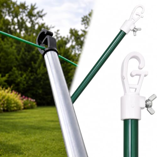 Washing Line Pole Heavy Duty Adjustable Clothesline Support Pole 2.4M Extendable Prop for Outdoor Laundry Drying Strong No Sagging Washing Line Support