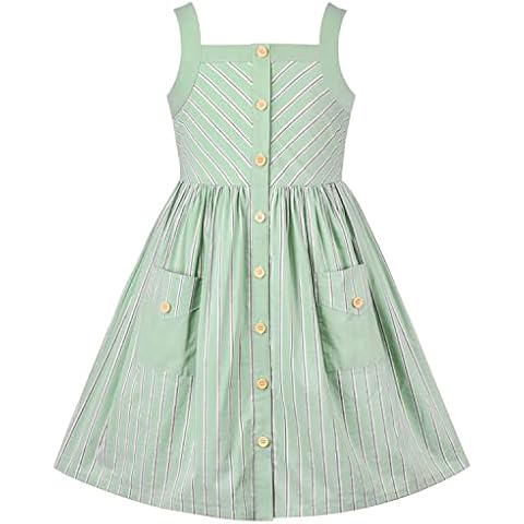 Sunny Fashion Green Striped Dress with Pockets Cover