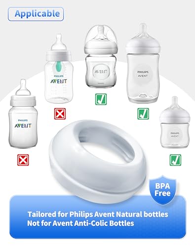 Replacement Baby Bottle Nipple Ring Collars for Philips Avent Natural & Glass Natural Baby Bottles, Not for Avent Anti-Colic Bottles, BPA Free Bottle Screw Rings Collar for Avent, 6 Pack