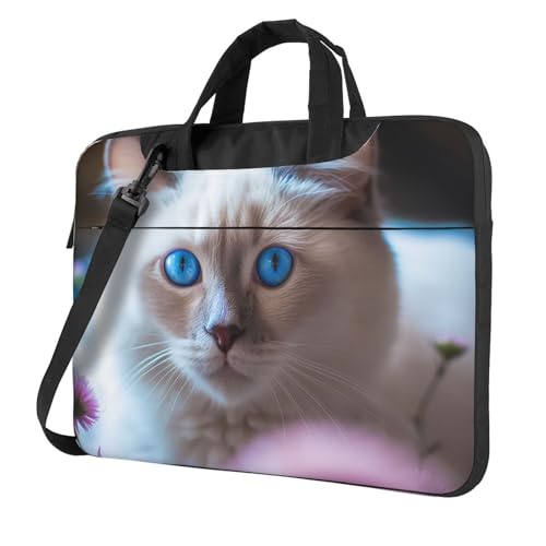 Étui ordinateur portable chat yeux bleus anti-rayures