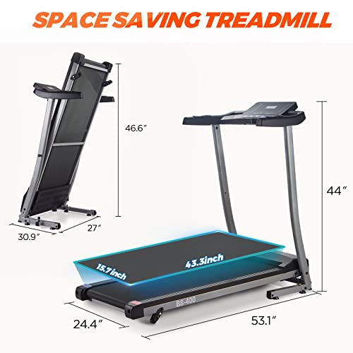 Treadmill With Incline Foldable Treadmill Three Section Manual Slope Adjustment Lcd Display Screen Bluetooth Free 2.5Hp 15.7 Inch Running Track Treadmill #TOP6